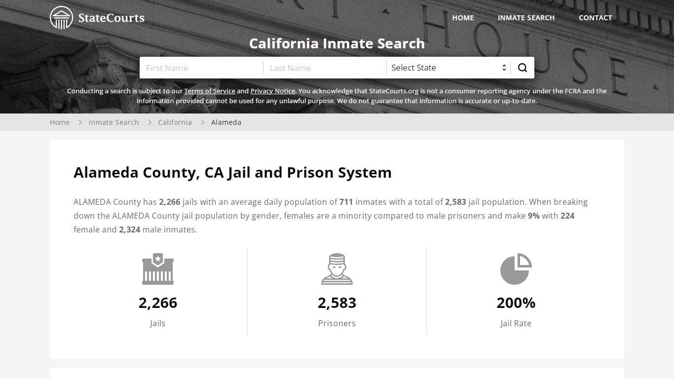 Alameda County, CA Inmate Search - StateCourts