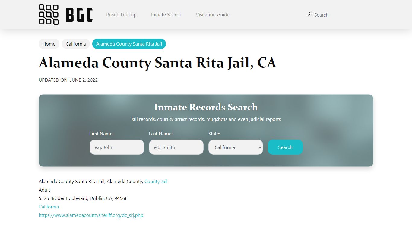 Alameda County Santa Rita Jail, CA Inmate Search, Mugshots ...