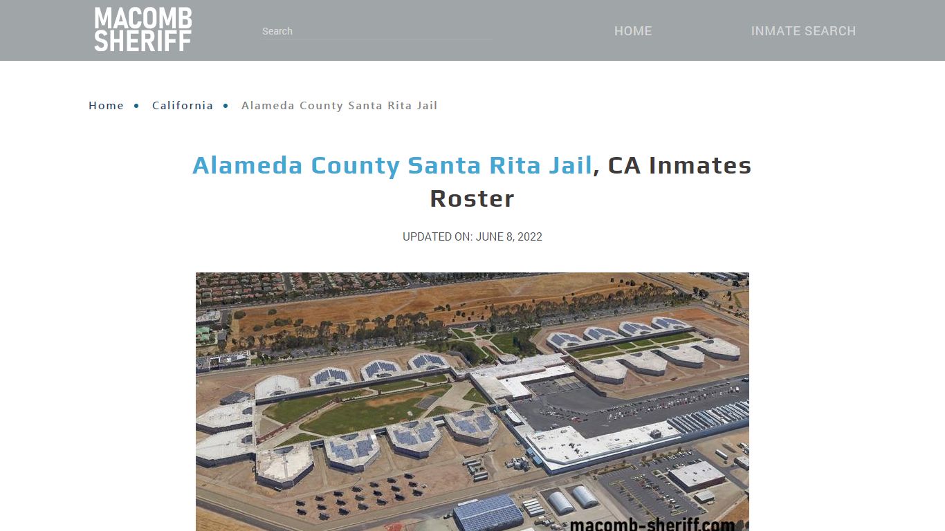 Alameda County Santa Rita Jail, CA Jail Roster, Name Search